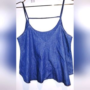 Women's Vintage Hidden Jeans Sleeveless Crop Top Tank Top.